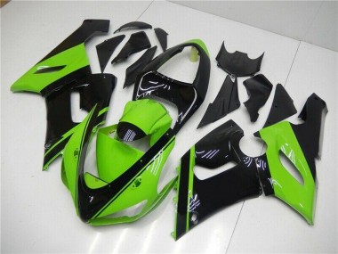Preisgünstige Kawasaki ZX6R Motorrad Verkleidung 2005-2006 - Grun Glanzendes Schwarz