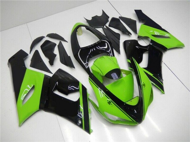 Preisgünstige Kawasaki ZX6R Motorrad Verkleidung 2005-2006 - Grun Glanzendes Schwarz