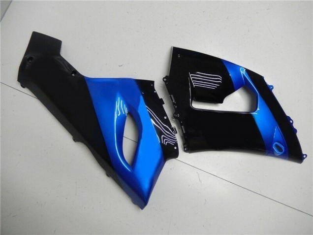Preisgünstige Kawasaki ZX6R Motorrad Verkleidung Kit 2005-2006 - Blau Glanzendes Schwarz