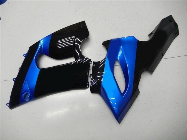 Preisgünstige Kawasaki ZX6R Motorrad Verkleidung Kit 2005-2006 - Blau Glanzendes Schwarz