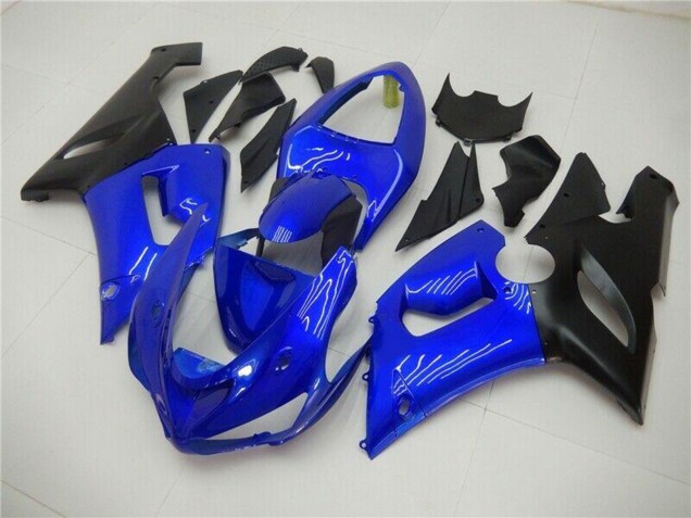 Preisgünstige Kawasaki ZX6R Motorrad Verkleidung 2005-2006 - Blau Matt Schwarz