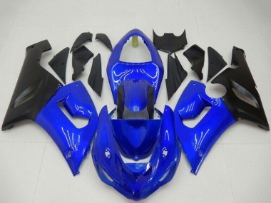 Preisgünstige Kawasaki ZX6R Motorrad Verkleidung 2005-2006 - Blau Matt Schwarz