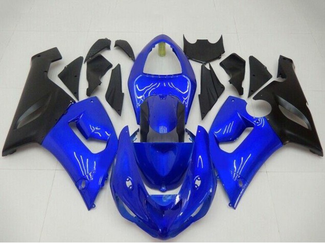 Preisgünstige Kawasaki ZX6R Motorrad Verkleidung 2005-2006 - Blau Matt Schwarz