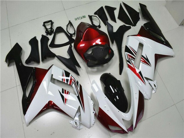Preisgünstige Kawasaki ZX6R Motorrad Verkleidung 2007-2008 - Weiss Schwarz Rot