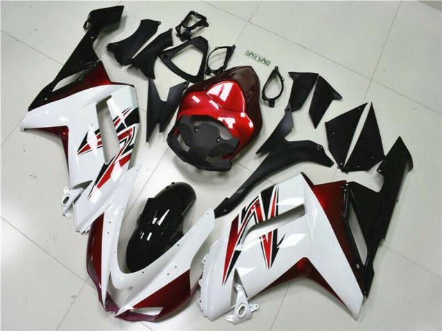 Preisgünstige Kawasaki ZX6R Motorrad Verkleidung 2007-2008 - Weiss Schwarz Rot