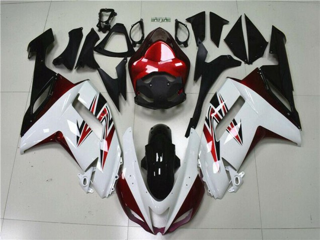 Preisgünstige Kawasaki ZX6R Motorrad Verkleidung 2007-2008 - Weiss Schwarz Rot