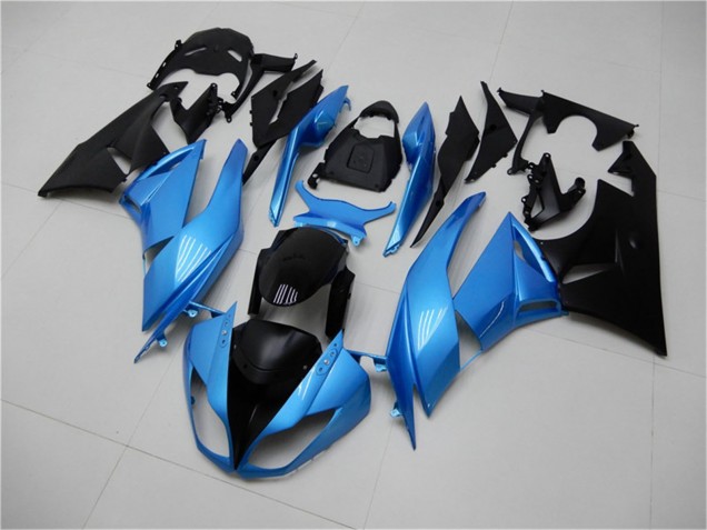Preisgünstige Kawasaki ZX6R Motorrad Verkleidung 2009-2012 - Hellblau Glanzendes Schwarz