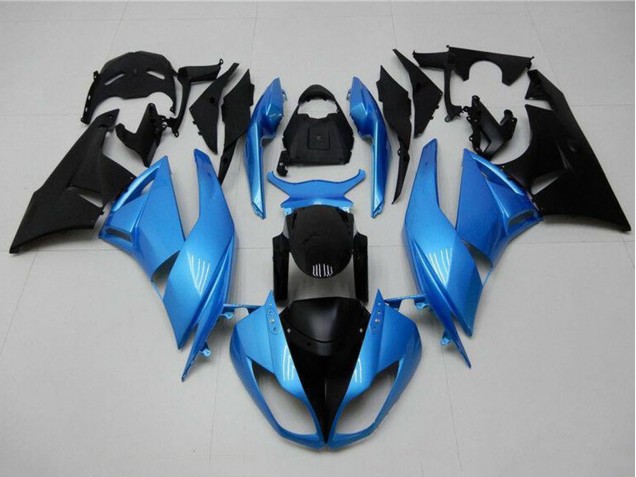 Preisgünstige Kawasaki ZX6R Motorrad Verkleidung 2009-2012 - Hellblau Glanzendes Schwarz