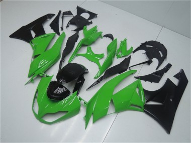Preisgünstige Kawasaki ZX6R Motorrad Verkleidung Kit 2009-2012 - Grun Glanzendes Schwarz