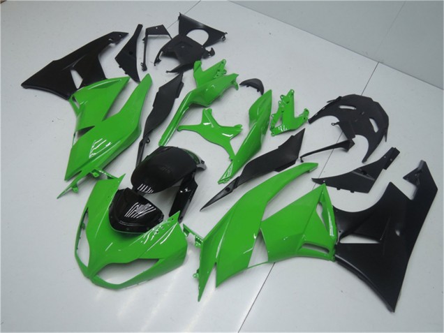 Preisgünstige Kawasaki ZX6R Motorrad Verkleidung Kit 2009-2012 - Grun Glanzendes Schwarz