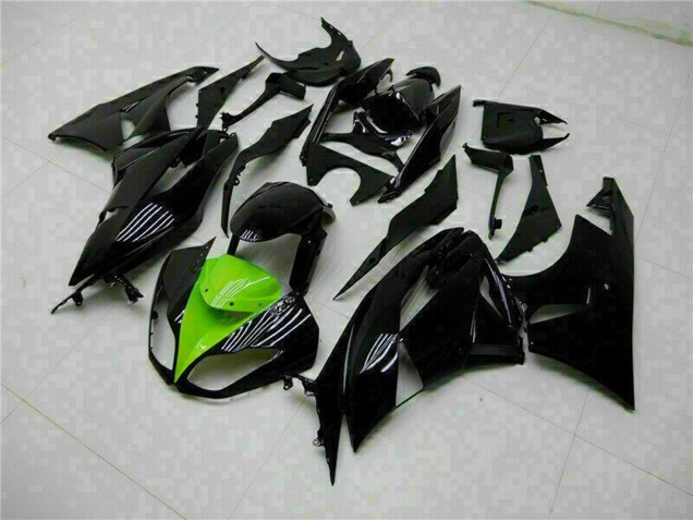 Preisgünstige Kawasaki ZX6R Motorrad Verkleidung 2009-2012 - Glanzendes Schwarz Grun
