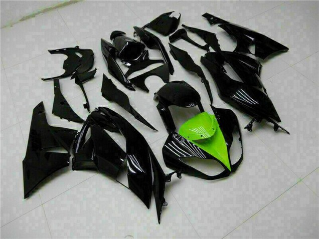 Preisgünstige Kawasaki ZX6R Motorrad Verkleidung 2009-2012 - Glanzendes Schwarz Grun