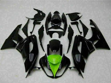 Preisgünstige Kawasaki ZX6R Motorrad Verkleidung 2009-2012 - Glanzendes Schwarz Grun