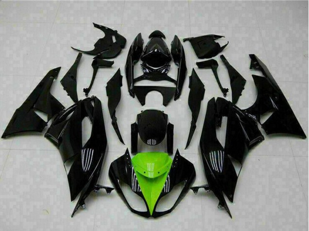 Preisgünstige Kawasaki ZX6R Motorrad Verkleidung 2009-2012 - Glanzendes Schwarz Grun