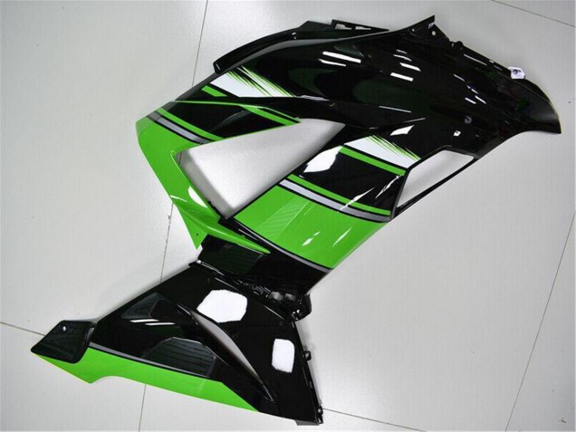 Preisgünstige Kawasaki ZX6R Motorrad Verkleidung 2013-2018 - Grun Glanzendes Schwarz