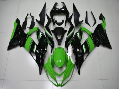 Preisgünstige Kawasaki ZX6R Motorrad Verkleidung 2013-2018 - Grun Glanzendes Schwarz