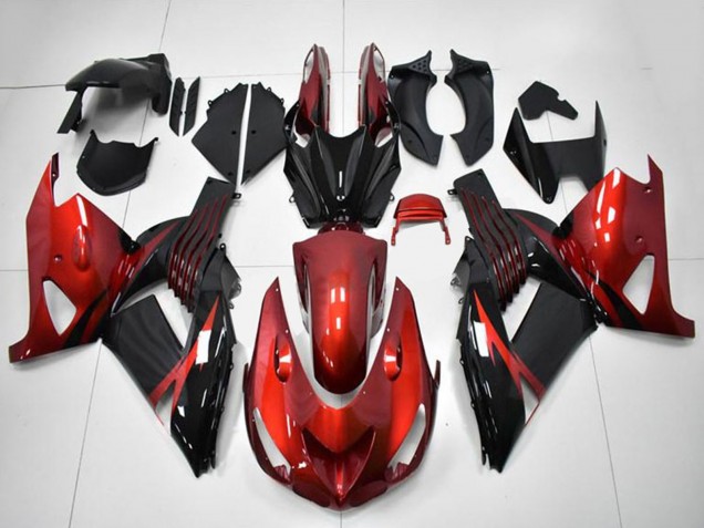 Preisgünstige Kawasaki ZX14R ZZR1400 Motorrad Verkleidung 2006-2011 - Rot Schwarz