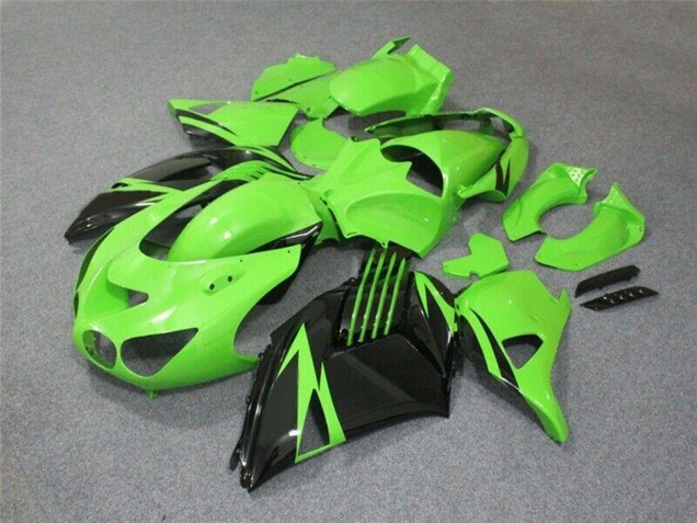 Preisgünstige Kawasaki ZX14R ZZR1400 Motorrad Verkleidung 2006-2011 - Grun Glanzendes Schwarz