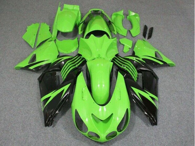 Preisgünstige Kawasaki ZX14R ZZR1400 Motorrad Verkleidung 2006-2011 - Grun Glanzendes Schwarz