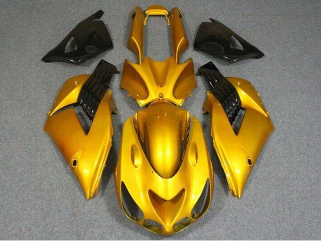 Preisgünstige Kawasaki ZX14R ZZR1400 Motorrad Verkleidung 2006-2011 - Gold Glanzendes Schwarz