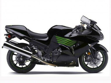 Preisgünstige Kawasaki ZX14R ZZR1400 Motorrad Verkleidung 2006-2011 - Glanzendes Schwarz Grun