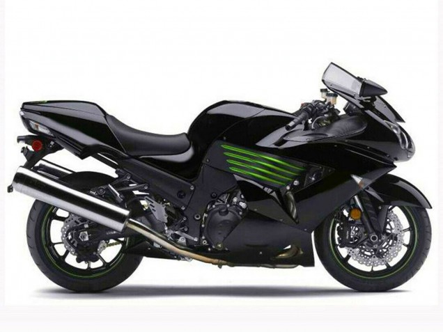 Preisgünstige Kawasaki ZX14R ZZR1400 Motorrad Verkleidung 2006-2011 - Glanzendes Schwarz Grun