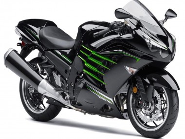 Preisgünstige Kawasaki ZX14R ZZR1400 Motorrad Verkleidung 2012-2024 - Glanzendes Schwarz Matt Schwarz Grun