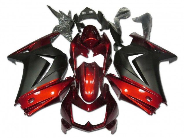 Preisgünstige Kawasaki EX250 Motorrad Verkleidung 2008-2012 - Rot Matt Schwarz