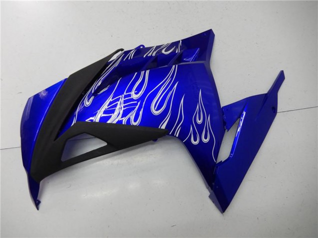 Preisgünstige Kawasaki Ninja 300 EX300R Motorrad Verkleidung 2013-2024 - Blau Schwarz Weiss Flamme
