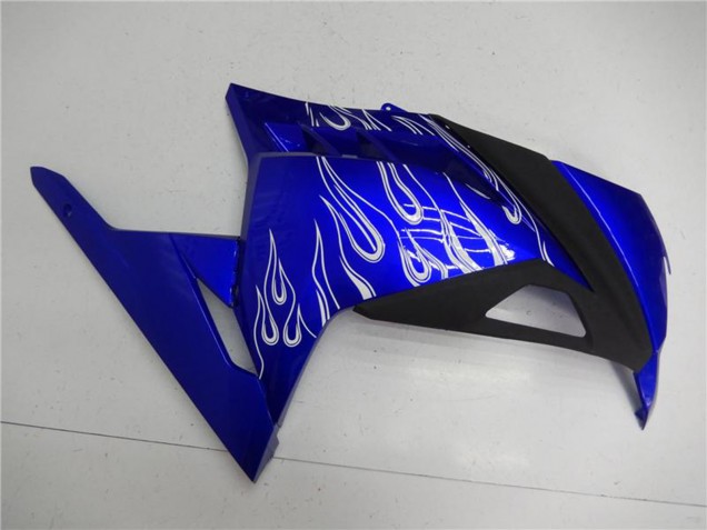Preisgünstige Kawasaki Ninja 300 EX300R Motorrad Verkleidung 2013-2024 - Blau Schwarz Weiss Flamme
