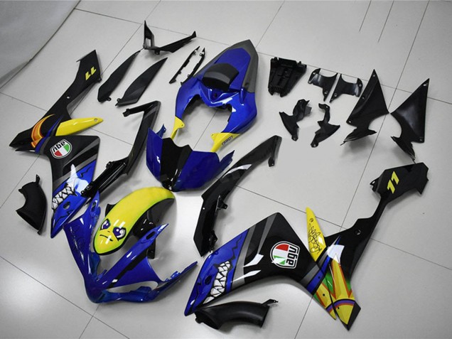 Preisgünstige Yamaha YZF R1 Motorrad Verkleidung 2007-2008 - Blau Gelb Schwarz Hai