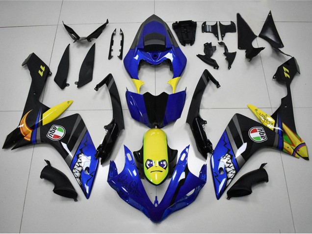 Preisgünstige Yamaha YZF R1 Motorrad Verkleidung 2007-2008 - Blau Gelb Schwarz Hai