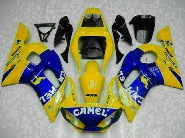 Preisgünstige Yamaha YZF R6 Motorrad Verkleidung 1998-2002 - Gelb Blau Weiss Kamel Motul