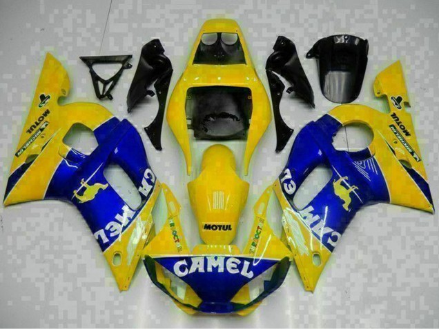 Preisgünstige Yamaha YZF R6 Motorrad Verkleidung 1998-2002 - Gelb Blau Weiss Kamel Motul