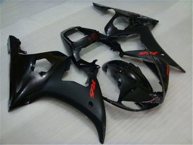 Preisgünstige Yamaha YZF R6 Motorrad Verkleidung 2003-2004 - Glanzendes Schwarz Matt Schwarz Rot Aufkleber