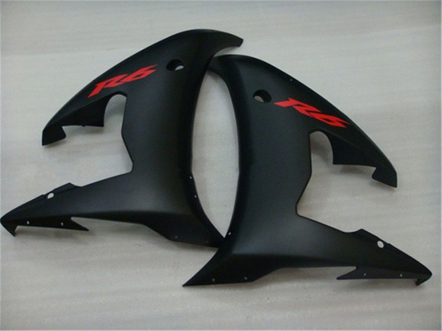 Preisgünstige Yamaha YZF R6 Motorrad Verkleidung 2003-2004 - Glanzendes Schwarz Matt Schwarz Rot Aufkleber