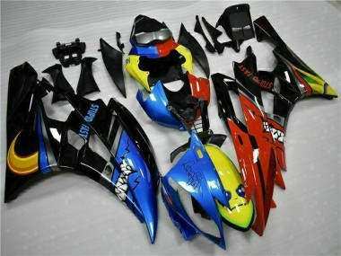 Preisgünstige Yamaha YZF R6 Motorrad Verkleidung 2006-2007 - Gelb Blau Rot Glanzendes Schwarz Hai