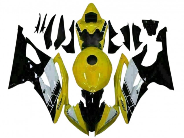 Preisgünstige Yamaha YZF R6 Motorrad Verkleidung 2008-2016 - Gelb Weiss Glanzendes Schwarz