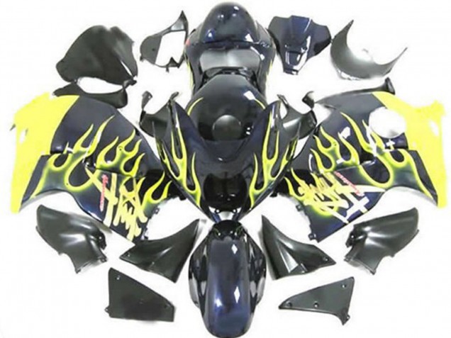 Preisgünstige Suzuki GSXR 1300 Motorrad Verkleidung 1996-2007 - Glanzendes Schwarz Gelb Flamme