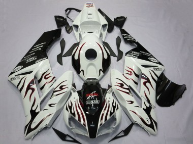 Preisgünstige Honda CBR1000RR Motorrad Verkleidung 2004-2005 - Weiss Glanzendes Schwarz Rot Flamme