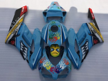 Preisgünstige Honda CBR1000RR Motorrad Verkleidung 2004-2005 - Blau Gelb Schwarz Rot Hai