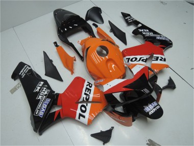 Preisgünstige Honda CBR600RR Motorrad Verkleidung Kit 2003-2004 - Orange Weiss Rot Glanzendes Schwarz Repsol