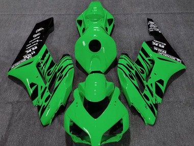 Preisgünstige Honda CBR1000RR Motorrad Verkleidung 2004-2005 - Grun Glanzendes Schwarz Flamme