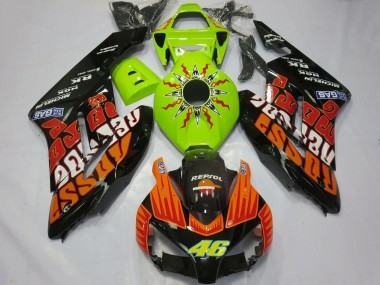 Preisgünstige Honda CBR1000RR Motorrad Verkleidung 2004-2005 - Limetten Grun Orange Glanzendes Schwarz Rossi 46
