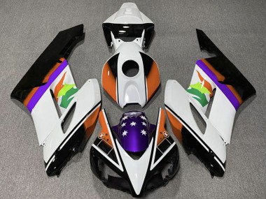 Preisgünstige Honda CBR1000RR Motorrad Verkleidung 2004-2005 - Weiss Orange Lila Glanzendes Schwarz Stern