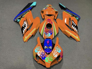Preisgünstige Honda CBR1000RR Motorrad Verkleidung 2004-2005 - Orange Blau Schwarz Hai