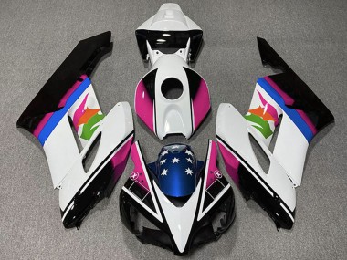 Preisgünstige Honda CBR1000RR Motorrad Verkleidung 2004-2005 - Weiss Rosa Blau Glanzendes Schwarz Stern
