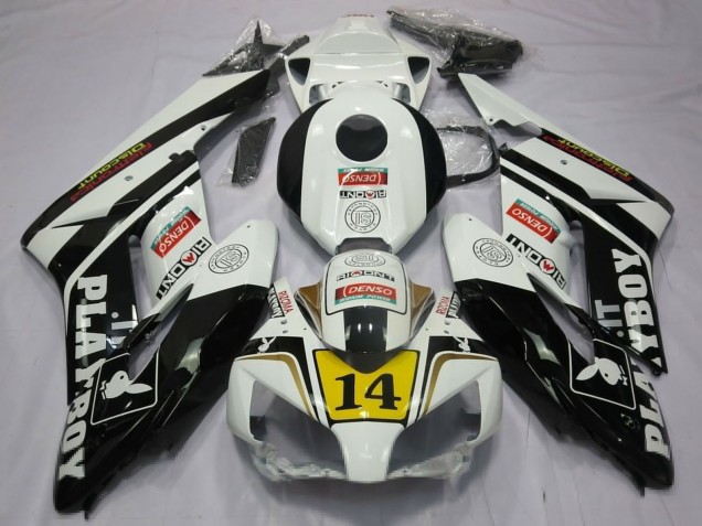 Preisgünstige Honda CBR1000RR Motorrad Verkleidung 2004-2005 - Weiss Glanzendes Schwarz Gelb Playboy 14