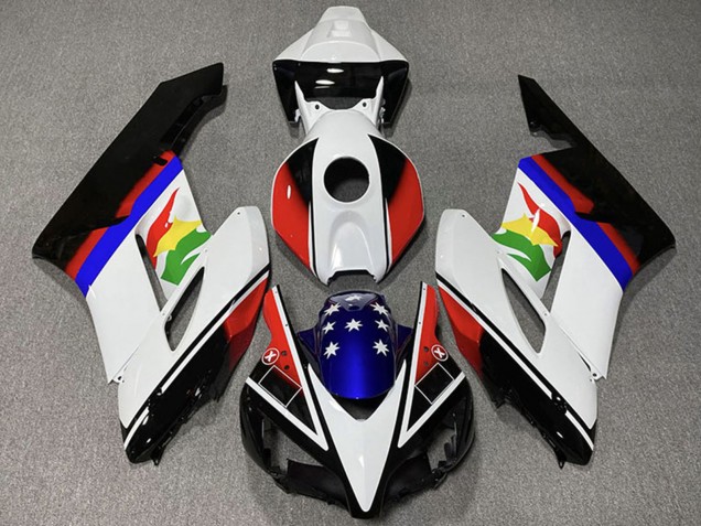 Preisgünstige Honda CBR1000RR Motorrad Verkleidung 2004-2005 - Weiss Rot Blau Glanzendes Schwarz Stern