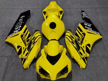 Preisgünstige Honda CBR1000RR Motorrad Verkleidung 2004-2005 - Gelb Glanzendes Schwarz Flamme
